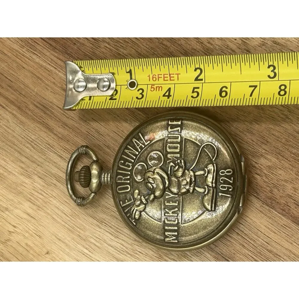 Disney Mickey Mouse 1928 Pocket Watch MK3052E Accutime Quartz Works Great!